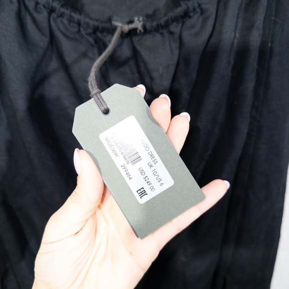 NWT All Saints Black Ludo Linen & Cotton Open Back Midi Dress Size 6 - Picture 4 of 10